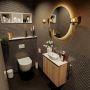 Mondiaz Fowy toiletmeubel 60cm washed oak met blad en waskom talc midden zonder kraangat - Thumbnail 2