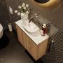 Mondiaz Fowy toiletmeubel 60cm washed oak met blad en waskom talc midden zonder kraangat - Thumbnail 3