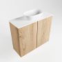 Mondiaz Fowy toiletmeubel 60cm washed oak met blad en waskom talc midden zonder kraangat - Thumbnail 4