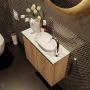 Mondiaz Fowy toiletmeubel 60cm washed oak met blad en waskom talc rechts 1 kraangat - Thumbnail 3