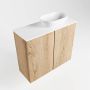 Mondiaz Fowy toiletmeubel 60cm washed oak met blad en waskom talc rechts zonder kraangat - Thumbnail 4