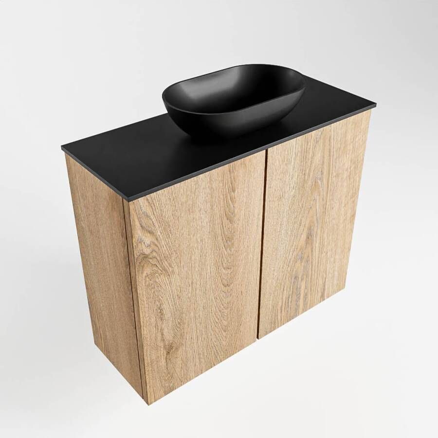Mondiaz Fowy toiletmeubel 60cm washed oak met blad en waskom urban midden zonder kraangat