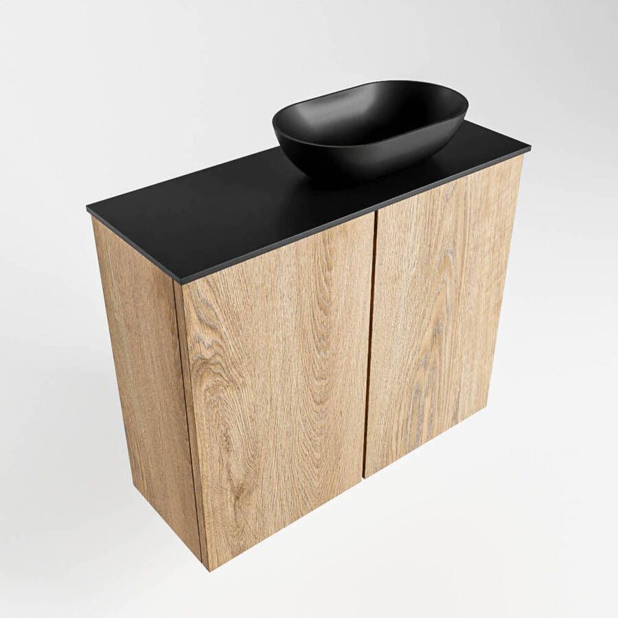 Mondiaz Fowy toiletmeubel 60cm washed oak met blad en waskom urban rechts zonder kraangat