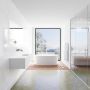 Douche Concurrent Badkamermeubel Lagom Hangend 130x30x45cm Wit Glans Solid Surface Wastafel Cloud Geen Kraangaten Midden met 1 Lade - Thumbnail 4