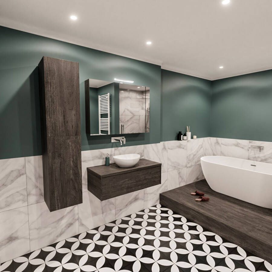 Mondiaz Lush Barco badmeubel eiken donker bruin 100 cm 1 lade mdf 1 waskom midden zonder kraangat