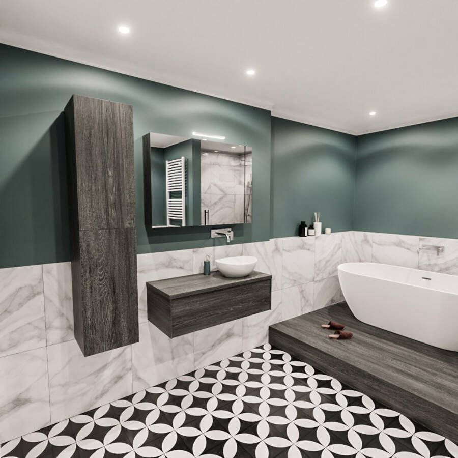 Mondiaz Lush Barco badmeubel eiken donker bruin 100 cm 1 lade mdf 1 waskom rechts zonder kraangat