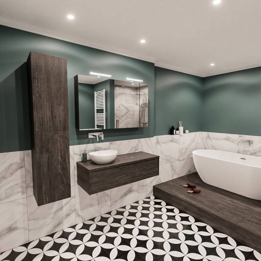 Mondiaz Lush Barco badmeubel eiken donker bruin 120 cm 1 lade mdf 1 waskom links zonder kraangat