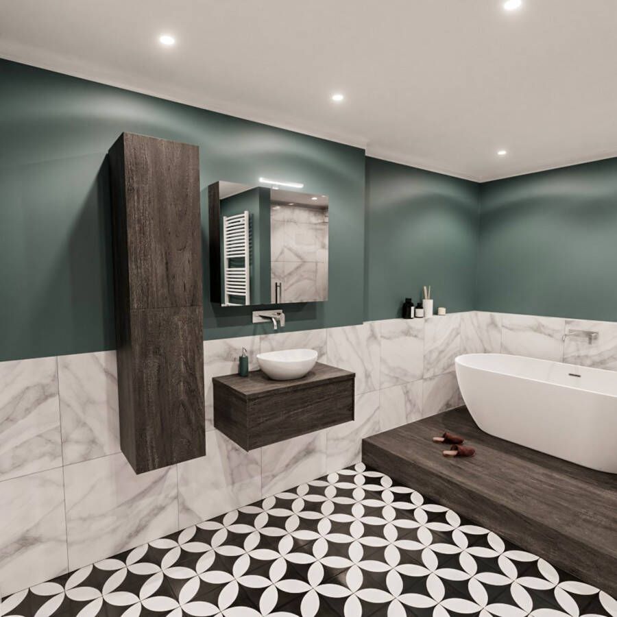 Mondiaz Lush Barco badmeubel eiken donker bruin 80 cm 1 lade mdf 1 waskom midden zonder kraangat