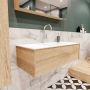 Zaro Lush onderkast 100cm in kleur WASHED OAK met 1 lade Push tot open geschikt voor gecentreerde wastafel. Compleet met solid surface wastafel cloud M35132met 1 kraangat(en) - Thumbnail 3