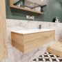 Zaro Lush onderkast 100cm in kleur WASHED OAK met 1 lade Push tot open geschikt voor gecentreerde wastafel. Compleet met solid surface wastafel cloud M35132met 0 kraangat(en) - Thumbnail 3