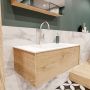 Zaro Lush onderkast 80cm in kleur WASHED OAK met 1 lade Push tot open geschikt voor gecentreerde wastafel. Compleet met solid surface wastafel cloud M35117met 1 kraangat(en) - Thumbnail 3