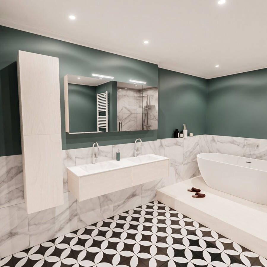 Mondiaz Lush Cloud badmeubel underlayment 150 cm 2 lades solid surface dubbele spoelbak 2 kraangaten