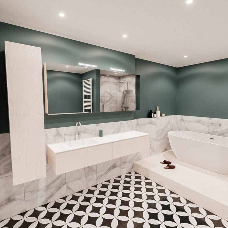Mondiaz Lush Cloud badmeubel underlayment 180 cm 2 lades solid surface enkele spoelbak links 1 kraangat