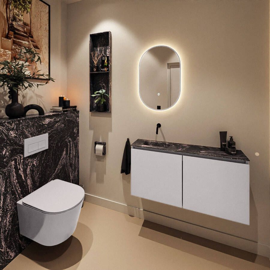 Mondiaz Toiletmeubel Ture Dlux | 100 cm | Meubelkleur Cale | Eden wastafel Lava Links | Zonder kraangat