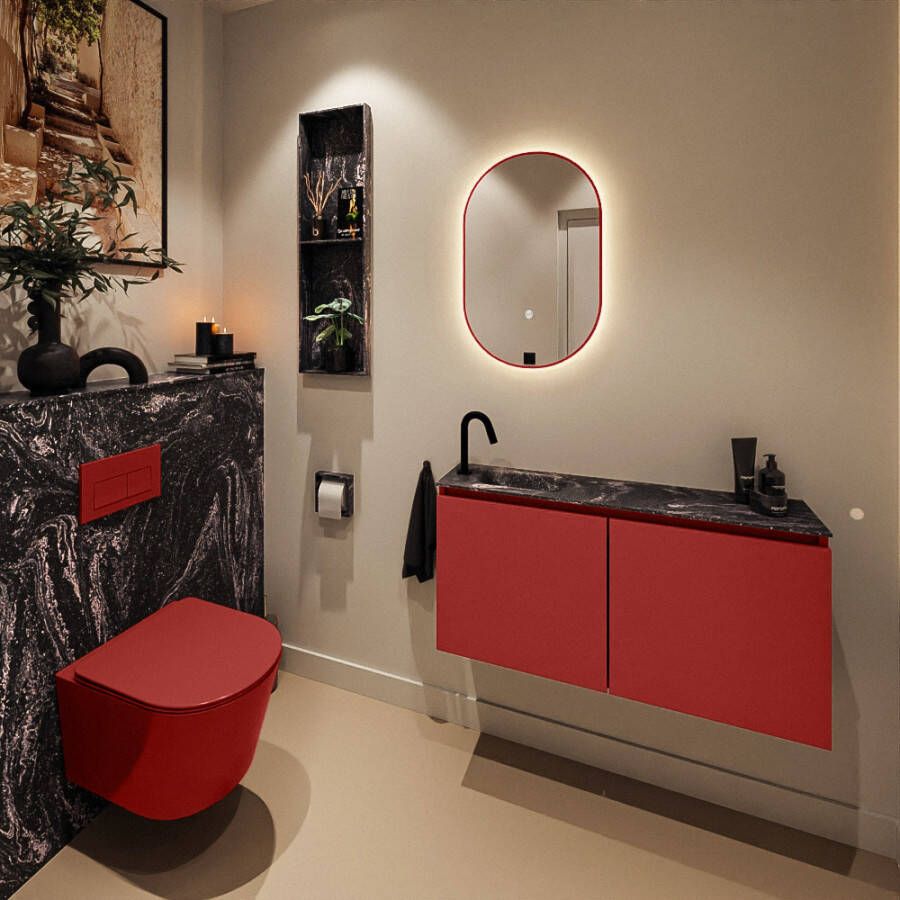 Mondiaz Toiletmeubel Ture Dlux | 100 cm | Meubelkleur Fire | Eden wastafel Lava Links | 1 kraangat