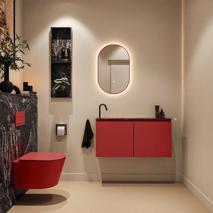 Mondiaz Toiletmeubel Ture Dlux | 100 cm | Meubelkleur Fire | Eden wastafel Lava Links | 1 kraangat