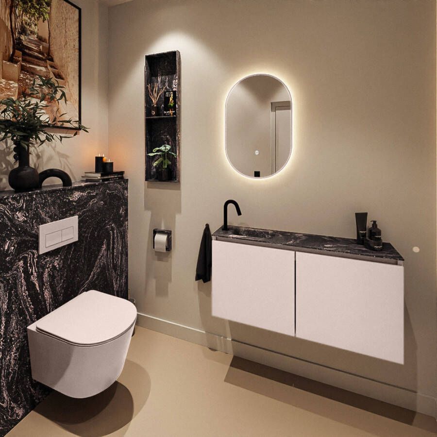 Mondiaz Toiletmeubel Ture Dlux | 100 cm | Meubelkleur Rosee | Eden wastafel Lava Links | 1 kraangat