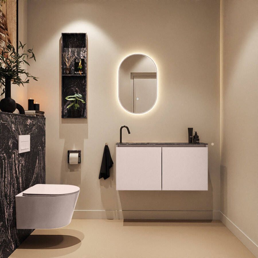 Mondiaz Toiletmeubel Ture Dlux | 100 cm | Meubelkleur Rosee | Eden wastafel Lava Links | 1 kraangat