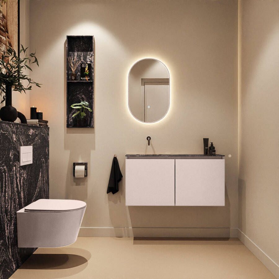 Mondiaz Toiletmeubel Ture Dlux | 100 cm | Meubelkleur Rosee | Eden wastafel Lava Links | Zonder kraangat