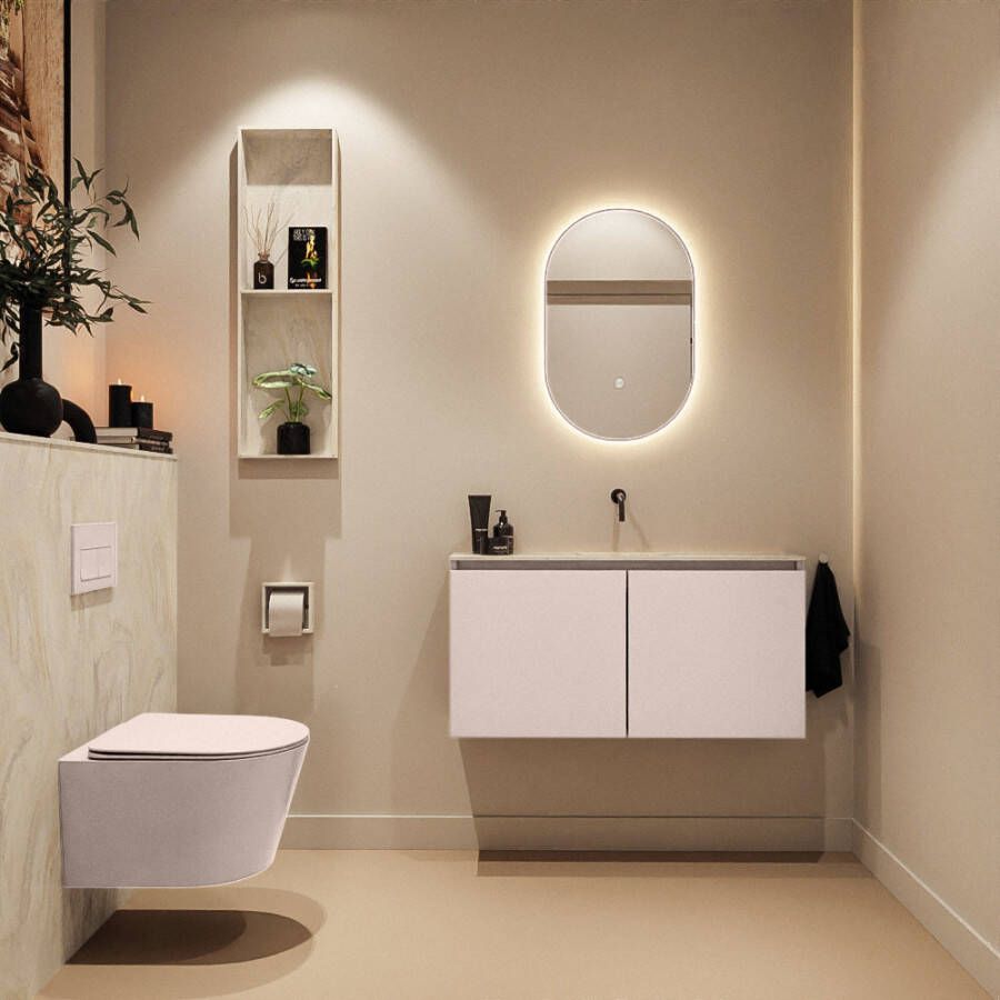 Mondiaz Toiletmeubel Ture Dlux | 100 cm | Meubelkleur Rosee | Eden wastafel Ostra Midden | Zonder kraangat