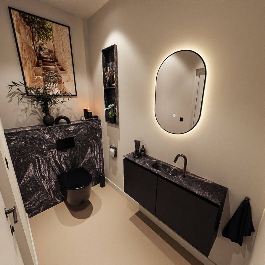 Mondiaz Toiletmeubel Ture Dlux | 100 cm | Meubelkleur Urban | Eden wastafel Lava Midden | 1 kraangat