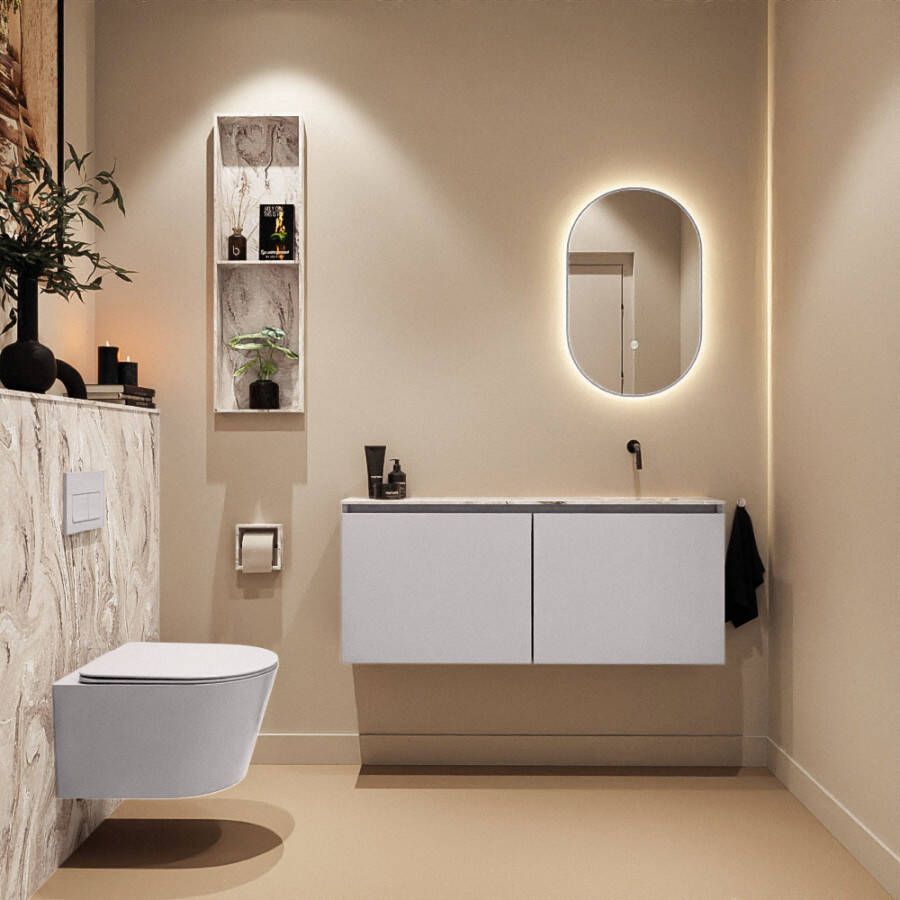 Mondiaz Toiletmeubel Ture Dlux | 120 cm | Meubelkleur Cale | Eden wastafel Glace Rechts | Zonder kraangat