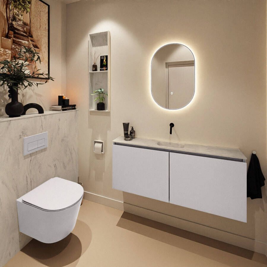 Mondiaz Toiletmeubel Ture Dlux | 120 cm | Meubelkleur Cale | Eden wastafel Opalo Midden | Zonder kraangat