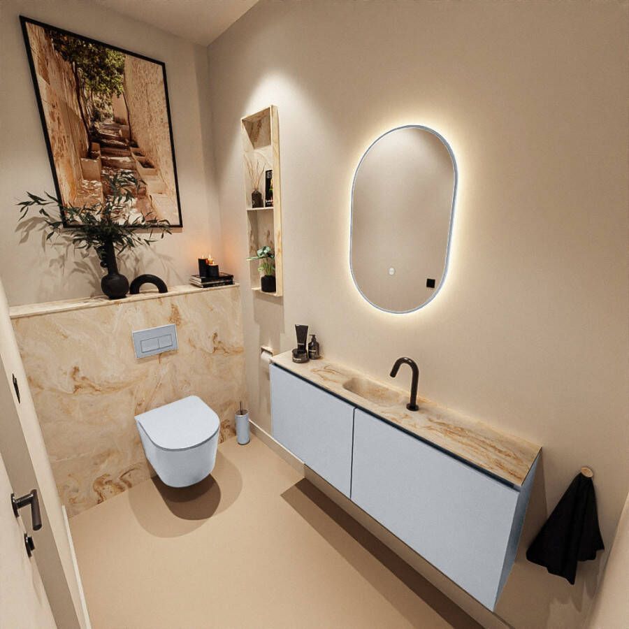 Mondiaz Toiletmeubel Ture Dlux | 120 cm | Meubelkleur Clay | Eden wastafel Frappe Midden | 1 kraangat