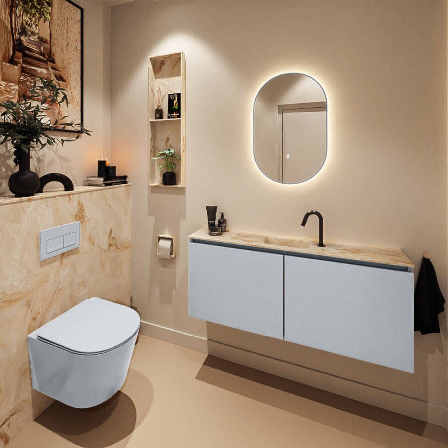 Mondiaz Toiletmeubel Ture Dlux | 120 cm | Meubelkleur Clay | Eden wastafel Frappe Midden | 1 kraangat