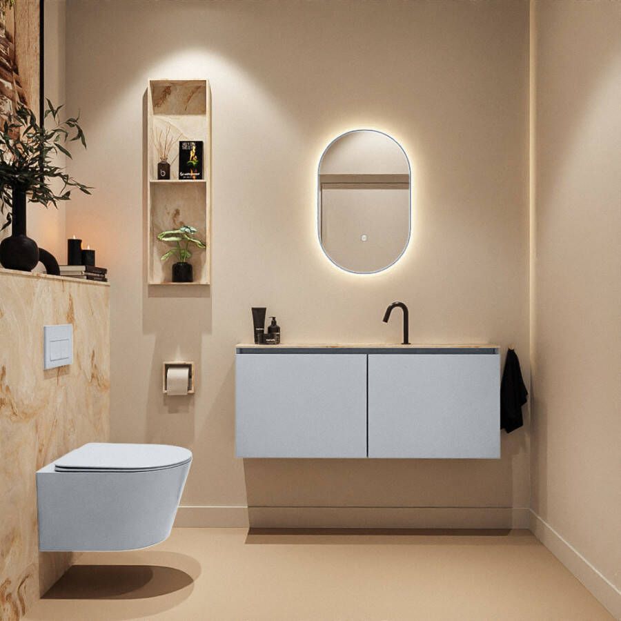 Mondiaz Toiletmeubel Ture Dlux | 120 cm | Meubelkleur Clay | Eden wastafel Frappe Midden | 1 kraangat