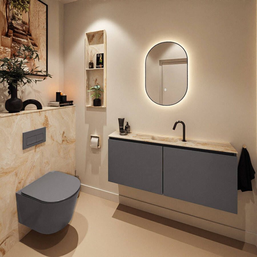 Mondiaz Toiletmeubel Ture Dlux | 120 cm | Meubelkleur Dark Grey | Eden wastafel Frappe Midden | 1 kraangat