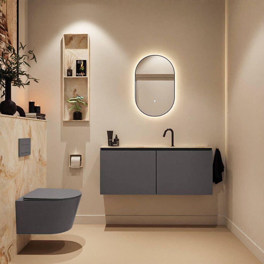 Mondiaz Toiletmeubel Ture Dlux | 120 cm | Meubelkleur Dark Grey | Eden wastafel Frappe Midden | 1 kraangat