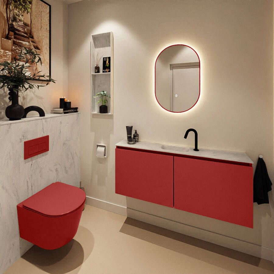 Mondiaz Toiletmeubel Ture Dlux | 120 cm | Meubelkleur Fire | Eden wastafel Opalo Midden | 1 kraangat