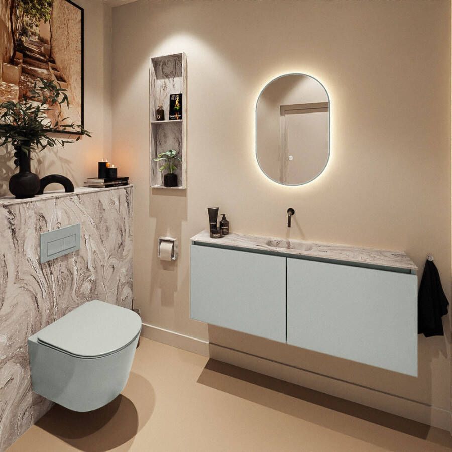 Mondiaz Toiletmeubel Ture Dlux | 120 cm | Meubelkleur Greey | Eden wastafel Glace Midden | Zonder kraangat