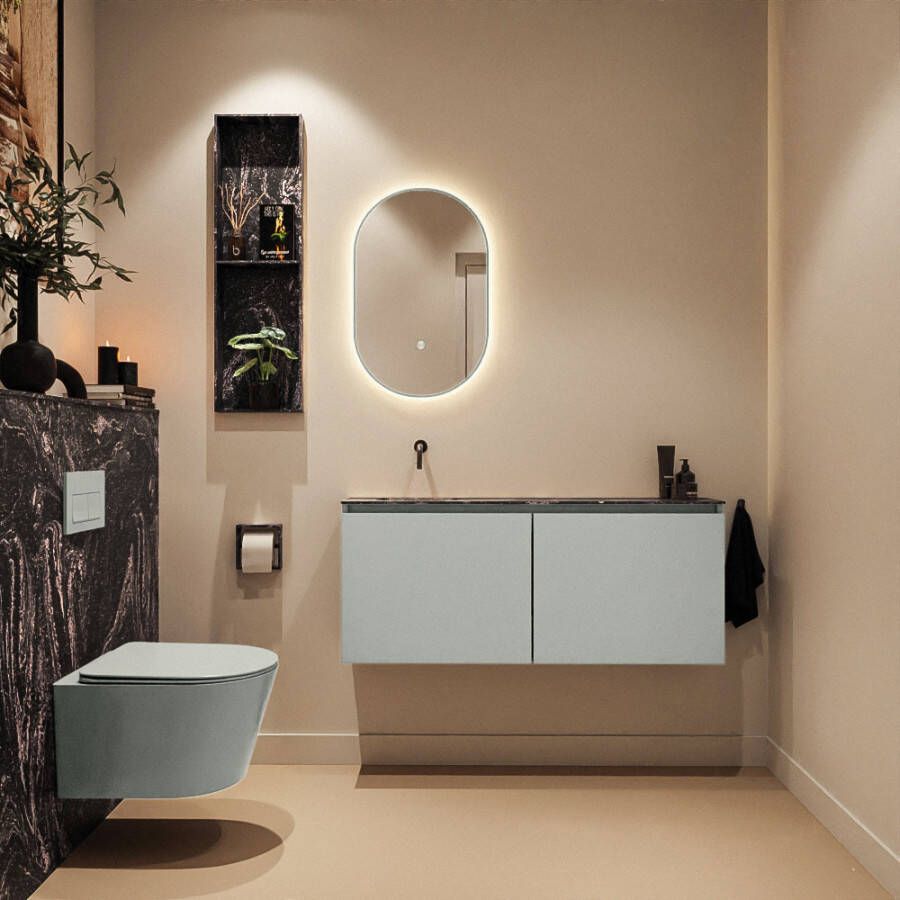 Mondiaz Toiletmeubel Ture Dlux | 120 cm | Meubelkleur Greey | Eden wastafel Lava Links | Zonder kraangat