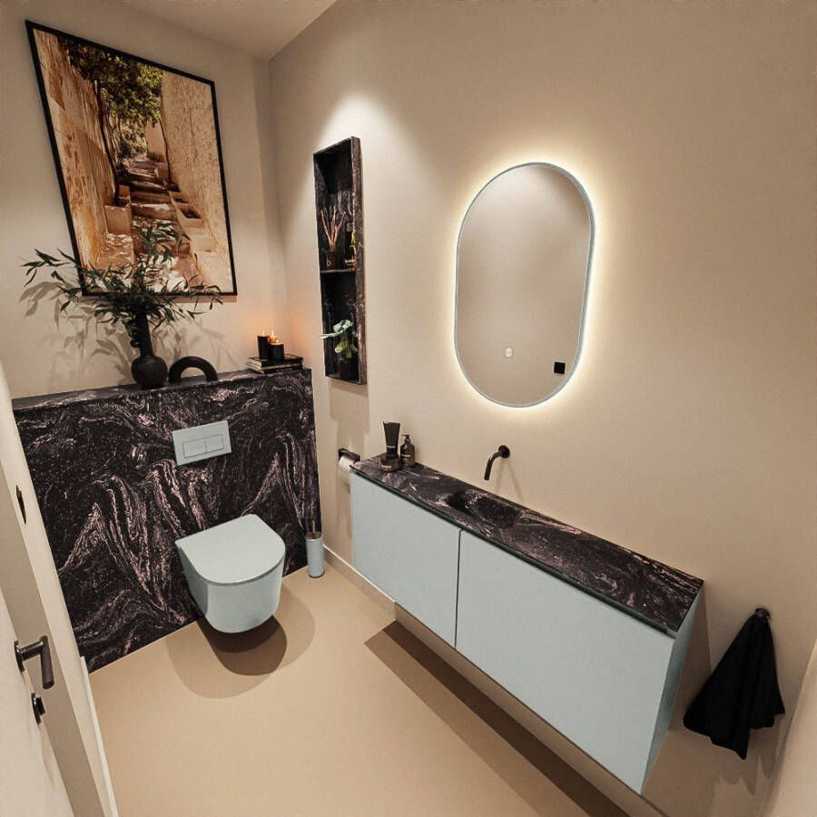 Mondiaz Toiletmeubel Ture Dlux | 120 cm | Meubelkleur Greey | Eden wastafel Lava Midden | Zonder kraangat
