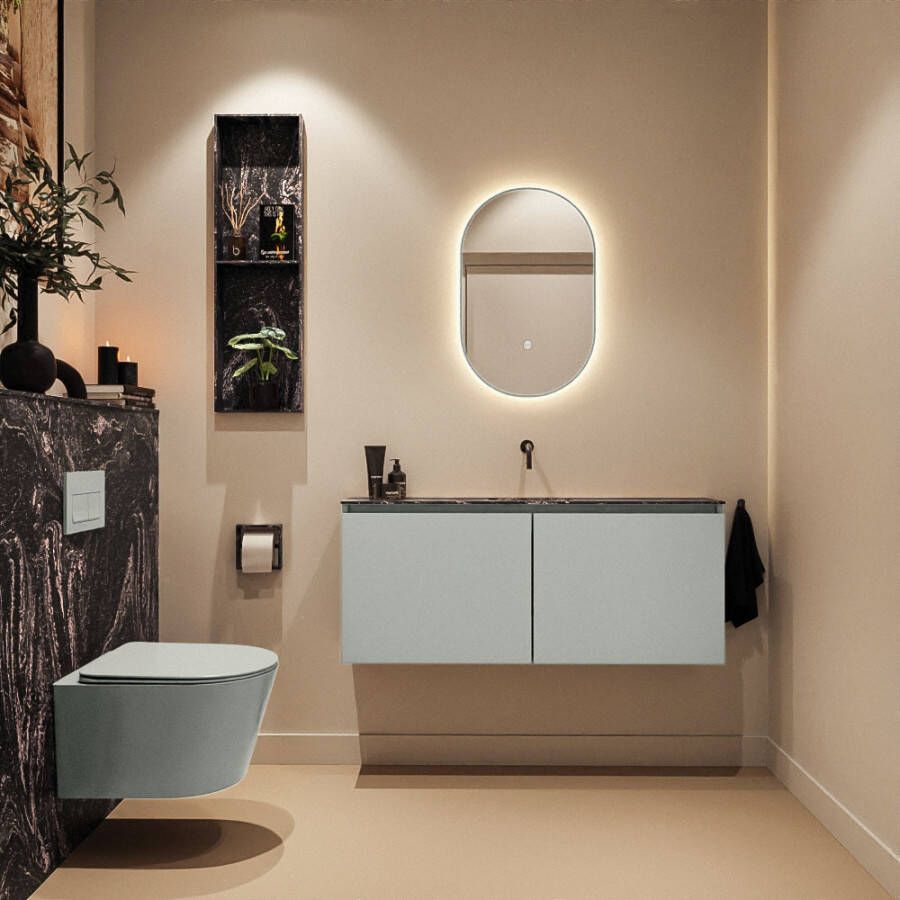 Mondiaz Toiletmeubel Ture Dlux | 120 cm | Meubelkleur Greey | Eden wastafel Lava Midden | Zonder kraangat
