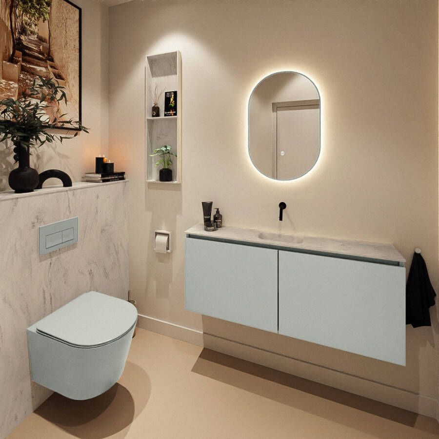 Mondiaz Toiletmeubel Ture Dlux | 120 cm | Meubelkleur Greey | Eden wastafel Opalo Midden | Zonder kraangat