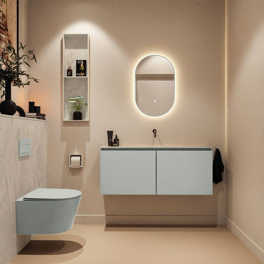 Mondiaz Toiletmeubel Ture Dlux | 120 cm | Meubelkleur Greey | Eden wastafel Opalo Midden | Zonder kraangat
