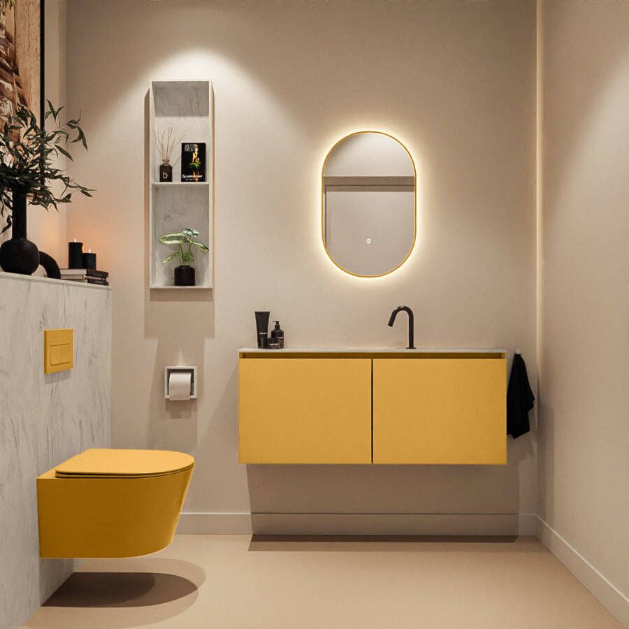 Mondiaz Toiletmeubel Ture Dlux | 120 cm | Meubelkleur Ocher | Eden wastafel Opalo Midden | 1 kraangat