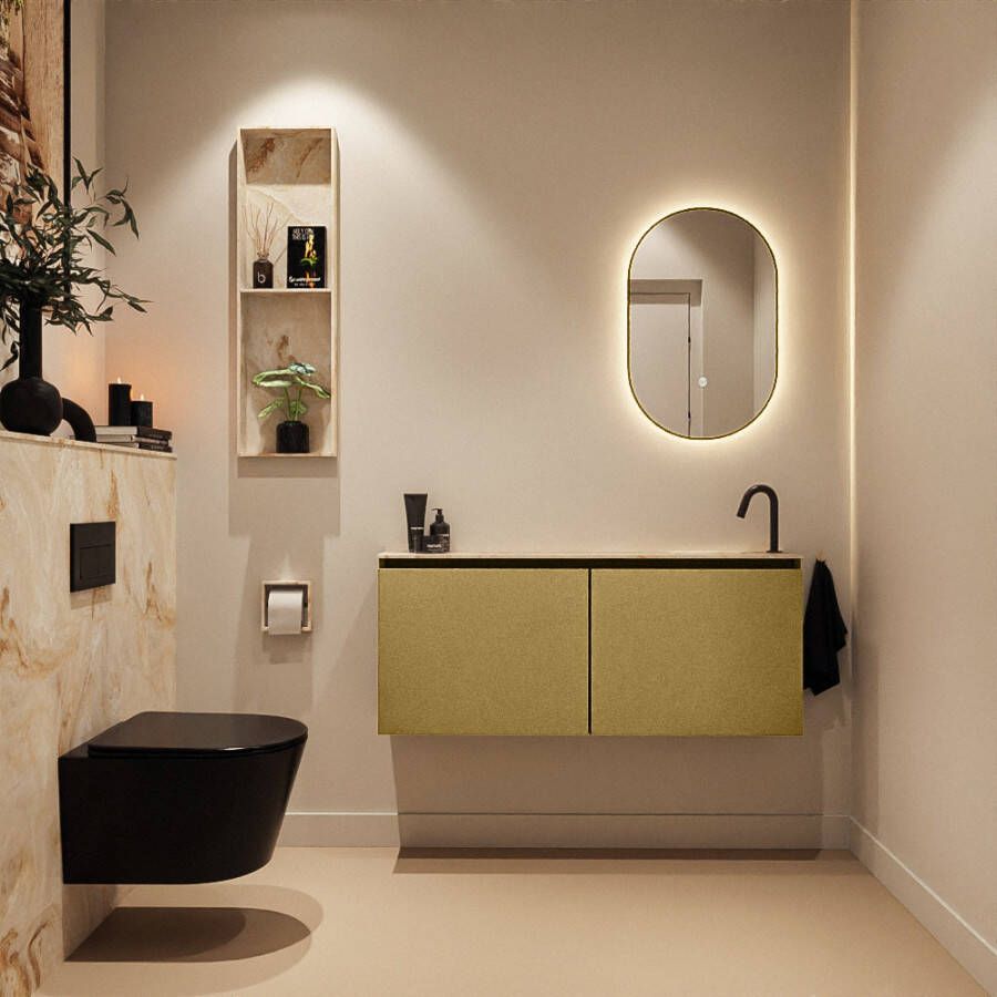 Mondiaz Toiletmeubel Ture Dlux | 120 cm | Meubelkleur Oro | Eden wastafel Frappe Rechts | 1 kraangat