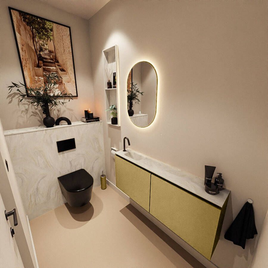 Mondiaz Toiletmeubel Ture Dlux | 120 cm | Meubelkleur Oro | Eden wastafel Ostra Links | 1 kraangat