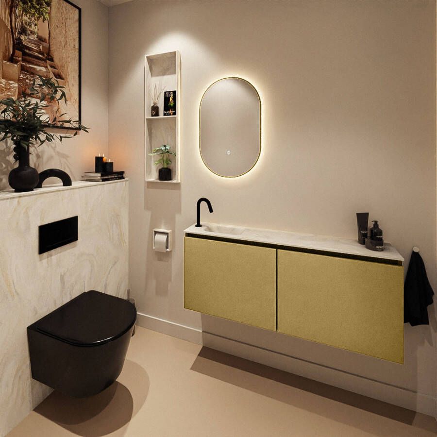 Mondiaz Toiletmeubel Ture Dlux | 120 cm | Meubelkleur Oro | Eden wastafel Ostra Links | 1 kraangat