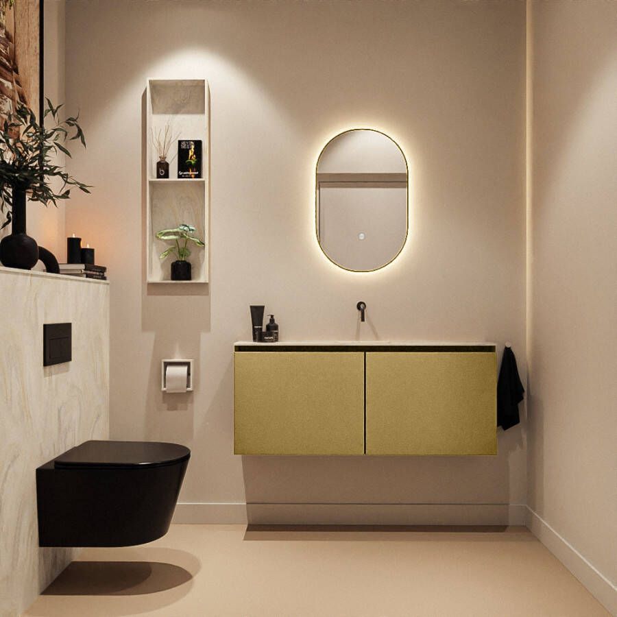 Mondiaz Toiletmeubel Ture Dlux | 120 cm | Meubelkleur Oro | Eden wastafel Ostra Midden | Zonder kraangat