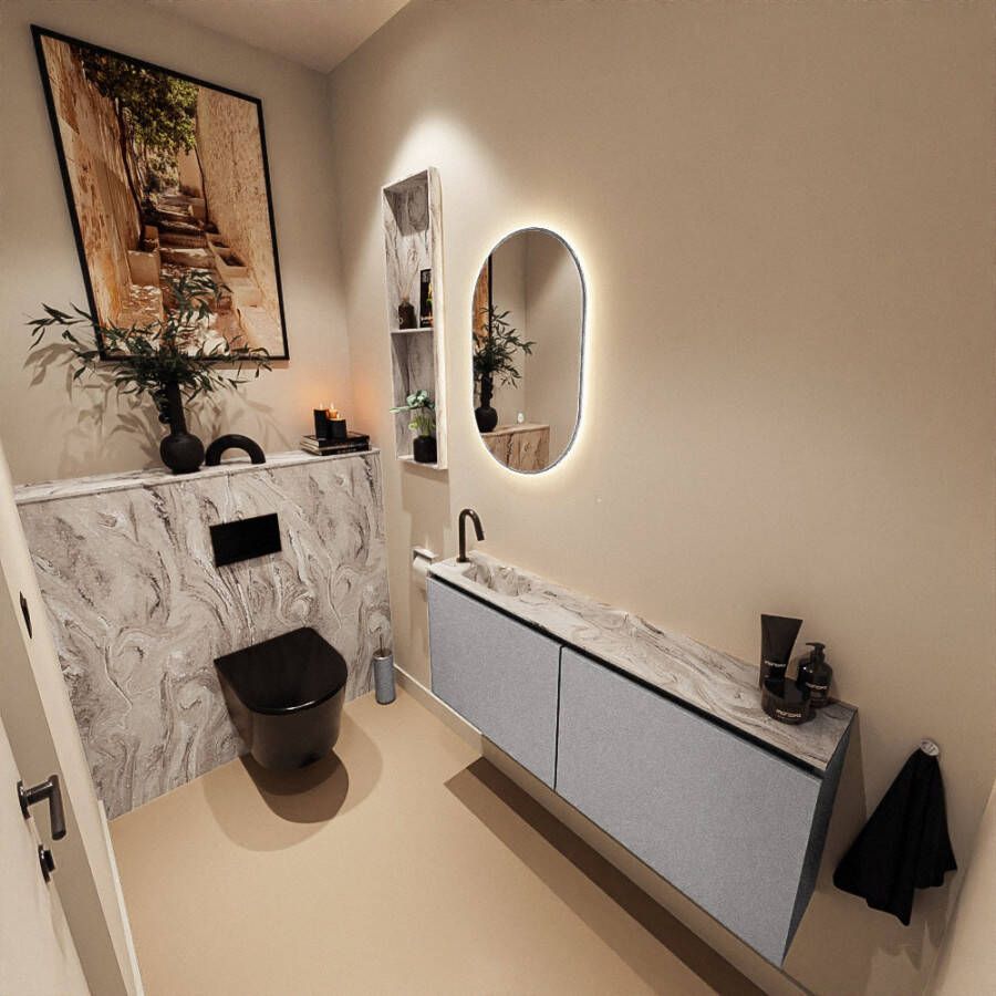 Mondiaz Toiletmeubel Ture Dlux | 120 cm | Meubelkleur Plata | Eden wastafel Glace Links | 1 kraangat