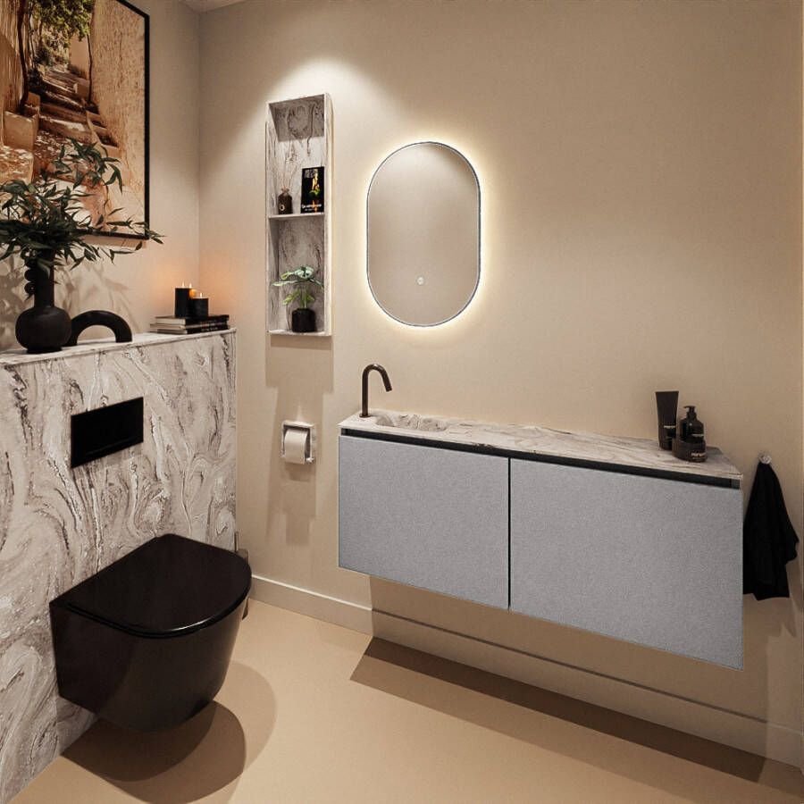 Mondiaz Toiletmeubel Ture Dlux | 120 cm | Meubelkleur Plata | Eden wastafel Glace Links | 1 kraangat