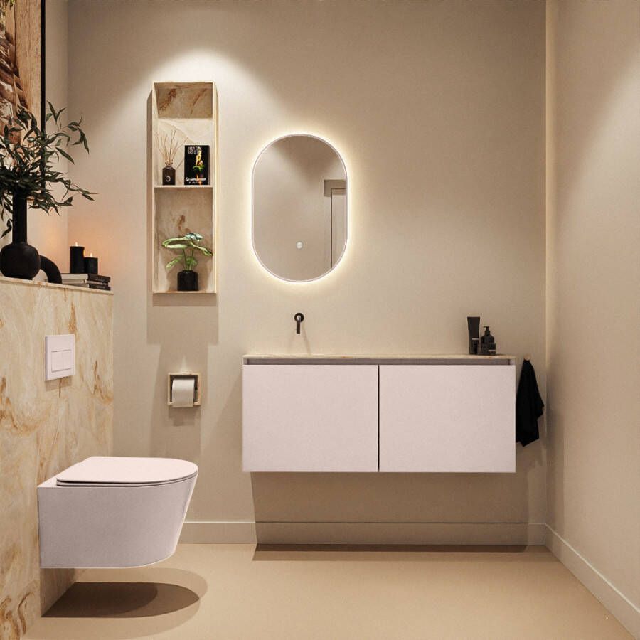 Mondiaz Toiletmeubel Ture Dlux | 120 cm | Meubelkleur Rosee | Eden wastafel Frappe Links | Zonder kraangat