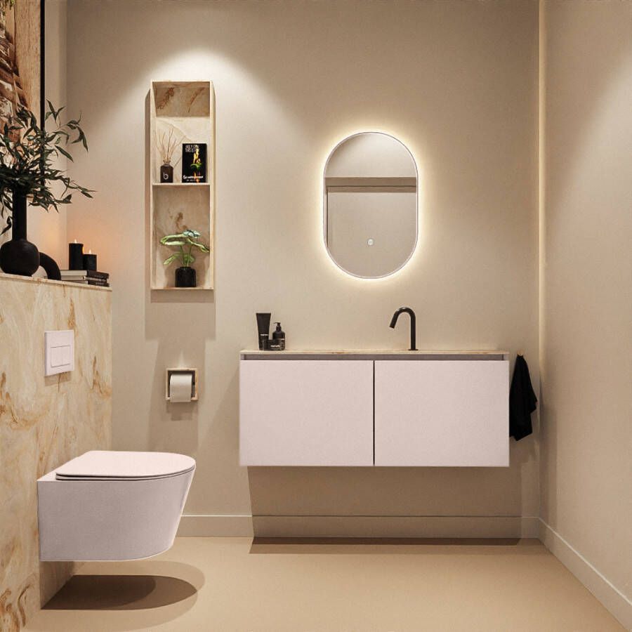 Mondiaz Toiletmeubel Ture Dlux | 120 cm | Meubelkleur Rosee | Eden wastafel Frappe Midden | 1 kraangat