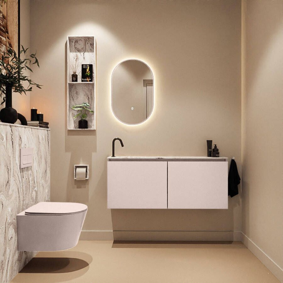 Mondiaz Toiletmeubel Ture Dlux | 120 cm | Meubelkleur Rosee | Eden wastafel Glace Links | 1 kraangat