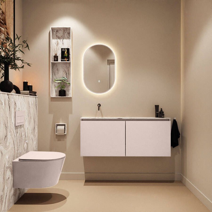Mondiaz Toiletmeubel Ture Dlux | 120 cm | Meubelkleur Rosee | Eden wastafel Glace Links | Zonder kraangat